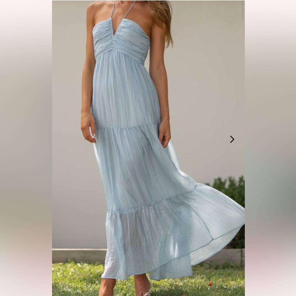 Elegant Light Blue Maxi Dress